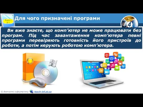 Для чого призначені програми Розділ 1 § 1 Ви вже знаєте,