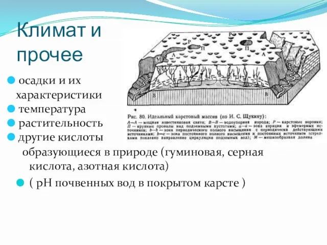 Климат и прочее образующиеся в природе (гуминовая, серная кислота, азотная кислота)