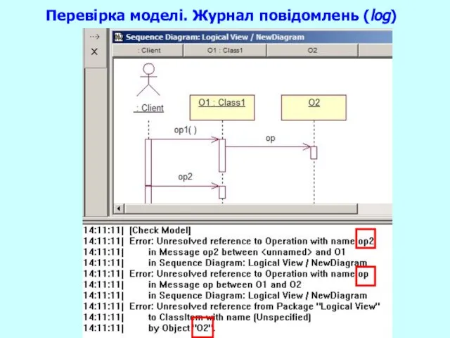 Перевірка моделі. Журнал повідомлень (log)