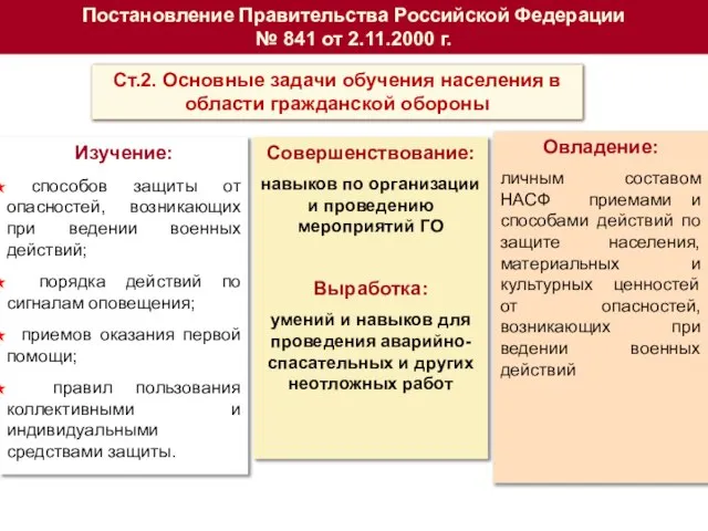 Постановление Правительства Российской Федерации № 841 от 2.11.2000 г. Ст.2. Основные