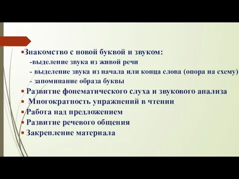 Знакомство с новой буквой и звуком: -выделение звука из живой речи