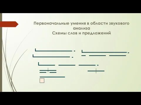 Первоначальные умения в области звукового анализа Схемы слов и предложений