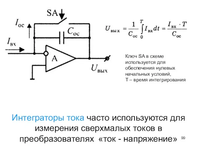 Интеграторы тока часто используются для измерения сверх­малых токов в преобразователях «ток