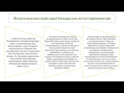 Педагогикалық жүйелерді басқарудың негізгі принциптері