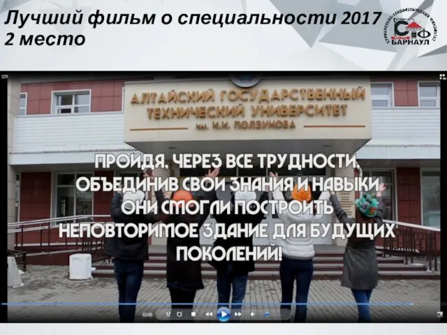 Лучший фильм о специальности 2017 2 место