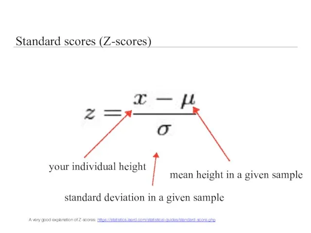 Standard scores (Z-scores) your individual height mean height in a given