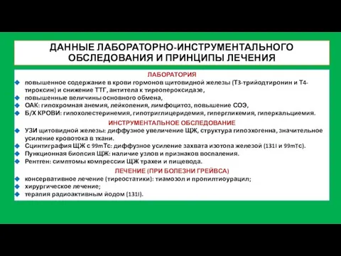 ДАННЫЕ ЛАБОРАТОРНО-ИНСТРУМЕНТАЛЬНОГО ОБСЛЕДОВАНИЯ И ПРИНЦИПЫ ЛЕЧЕНИЯ ЛАБОРАТОРИЯ повышенное содержание в крови