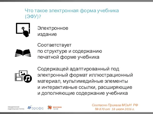 Электронное издание Соответствует по структуре и содержанию печатной форме учебника Содержащей