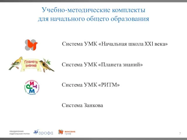 Учебно-методические комплекты для начального общего образования Система УМК «Начальная школа XXI