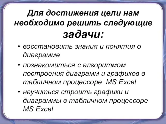 Для достижения цели нам необходимо решить следующие задачи: восстановить знания и