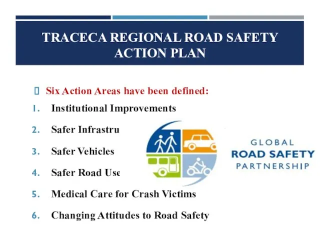 TRACECA REGIONAL ROAD SAFETY ACTION PLAN Six Action Areas have been