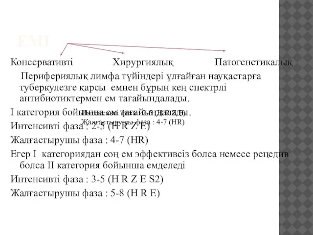 ЕМІ Консервативті Хирургиялық Патогенетикалық Перифериялық лимфа түйіндері ұлғайған науқастарға туберкулезге қарсы