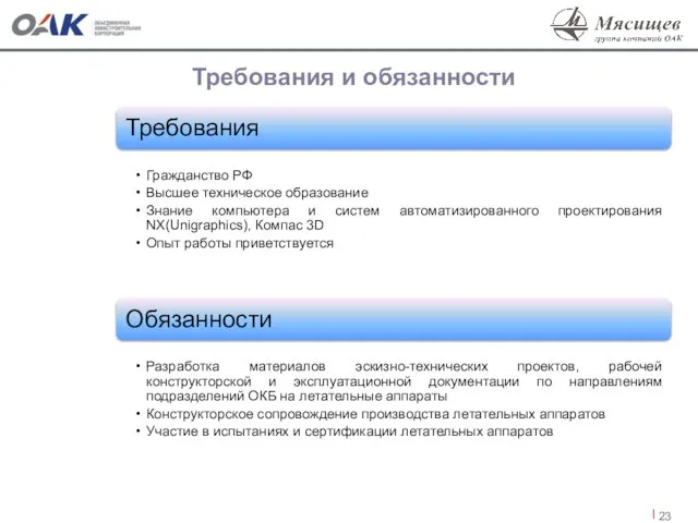 Требования и обязанности