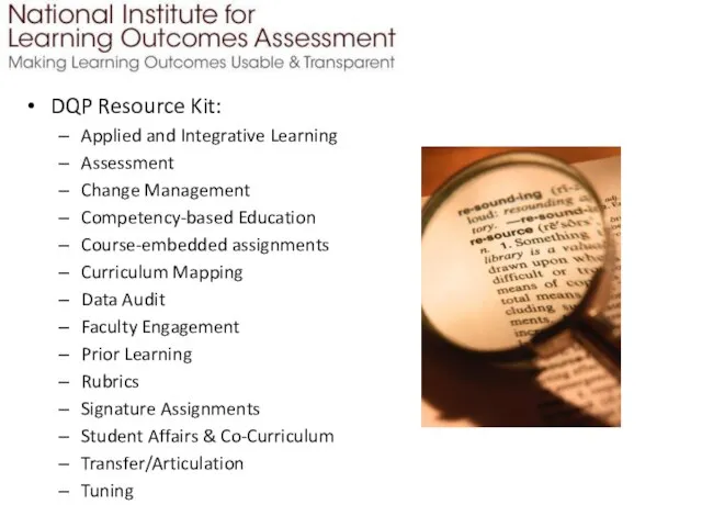 DQP Resource Kit: Applied and Integrative Learning Assessment Change Management Competency-based