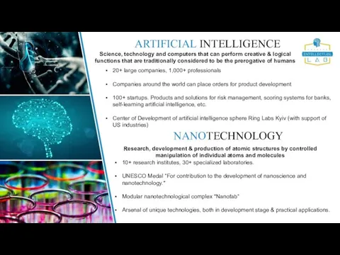 ARTIFICIAL INTELLIGENCE NANOTECHNOLOGY Science, technology and computers that can perform creative