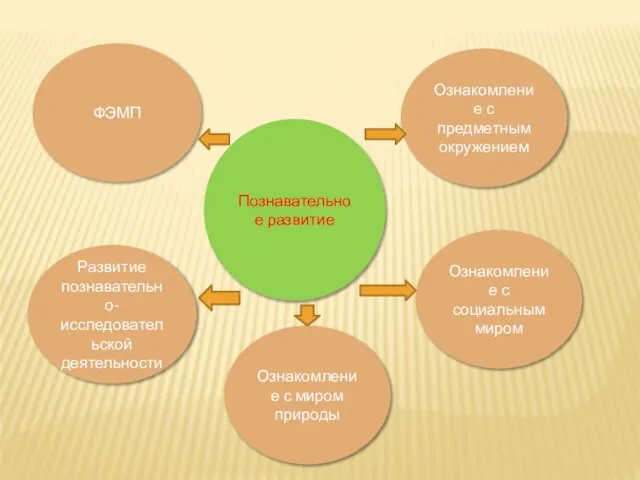 Познавательное развитие ФЭМП Развитие познавательно-исследовательской деятельности Ознакомление с миром природы Ознакомление