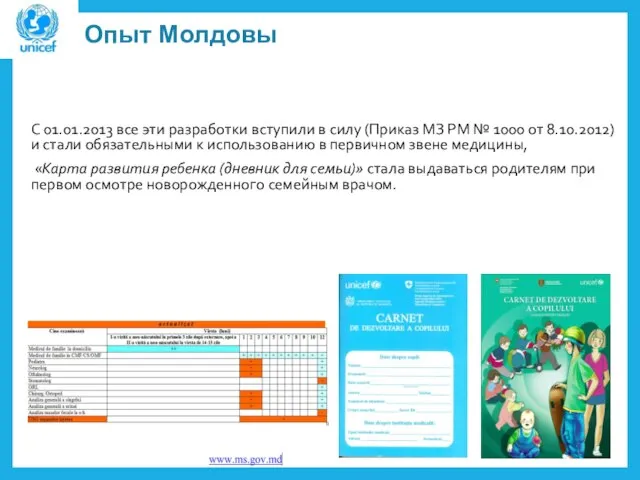 Опыт Молдовы С 01.01.2013 все эти разработки вступили в силу (Приказ