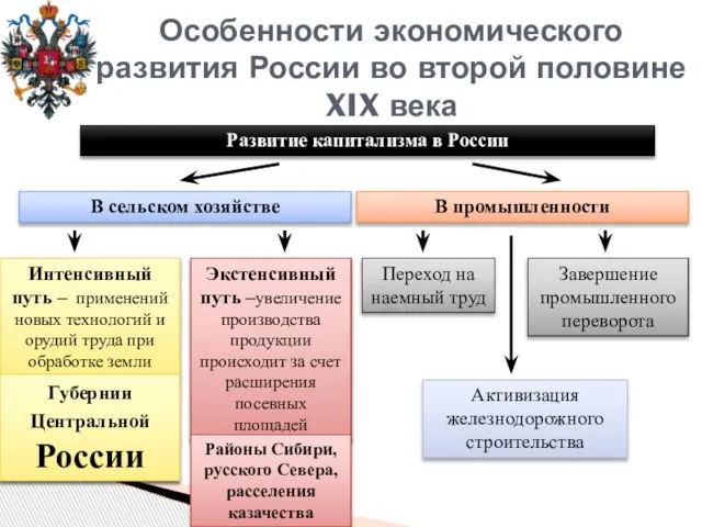 Особенности экономического развития России во второй половине XIX века Развитие капитализма