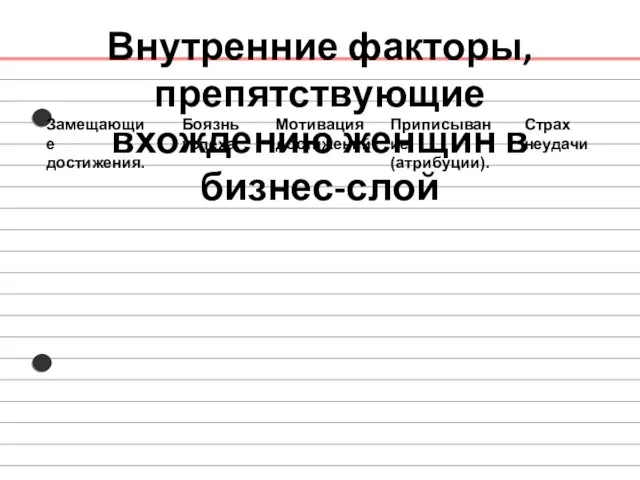 Внутренние факторы, препятствующие вхождению женщин в бизнес-слой