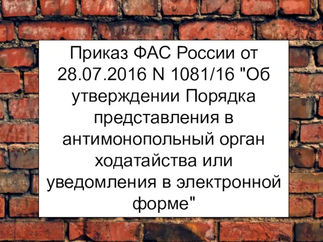 Приказ ФАС России от 28.07.2016 N 1081/16 "Об утверждении Порядка представления