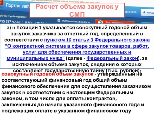 Расчет объема закупок у СМП а) в позиции 1 указывается совокупный