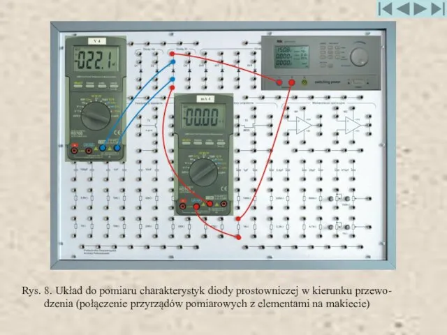 Rys. 8. Układ do pomiaru charakterystyk diody prostowniczej w kierunku przewo-