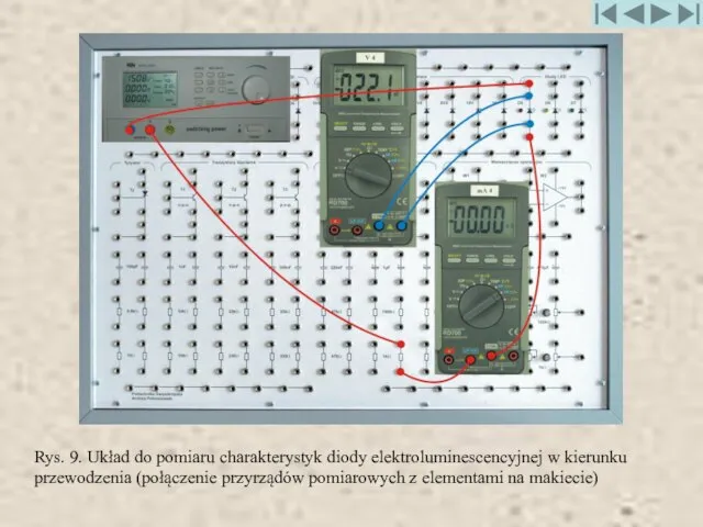 Rys. 9. Układ do pomiaru charakterystyk diody elektroluminescencyjnej w kierunku przewodzenia