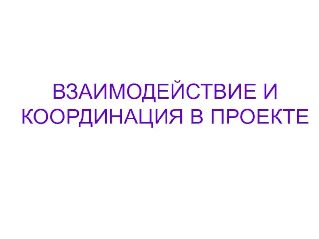 ВЗАИМОДЕЙСТВИЕ И КООРДИНАЦИЯ В ПРОЕКТЕ