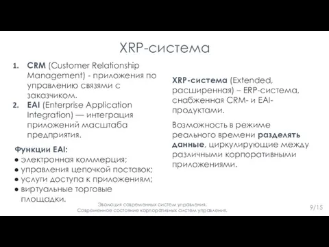 9/15 CRM (Customer Relationship Management) - приложения по управлению связями с