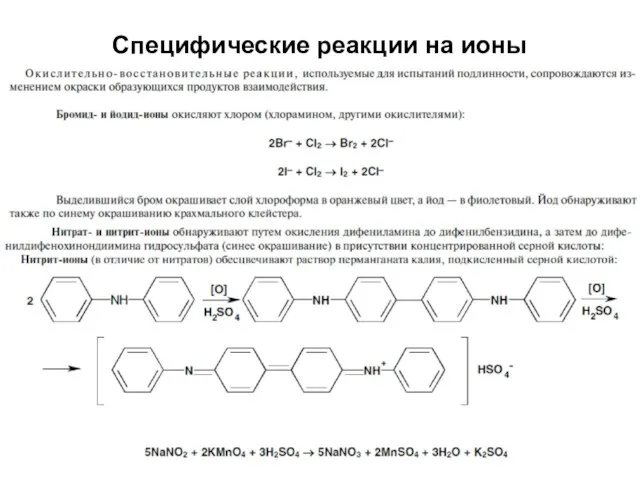 Специфические реакции на ионы