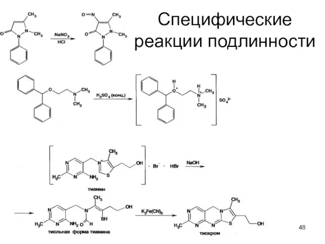 Специфические реакции подлинности