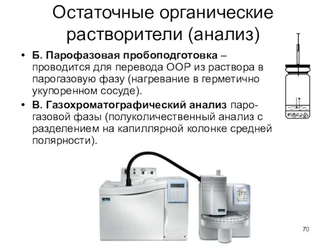 Остаточные органические растворители (анализ) Б. Парофазовая пробоподготовка – проводится для перевода