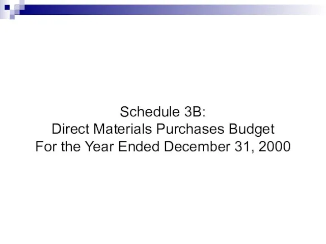 Schedule 3B: Direct Materials Purchases Budget For the Year Ended December 31, 2000