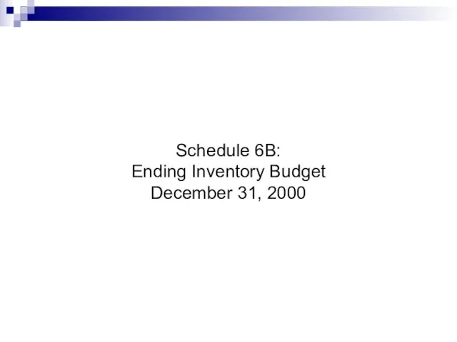 Schedule 6B: Ending Inventory Budget December 31, 2000