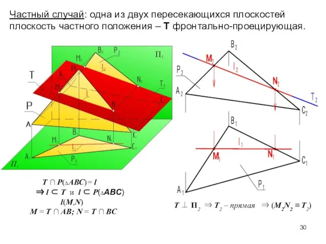 Т ∩ P(∆АВС)= l ⇒ l ⊂ Т и l ⊂