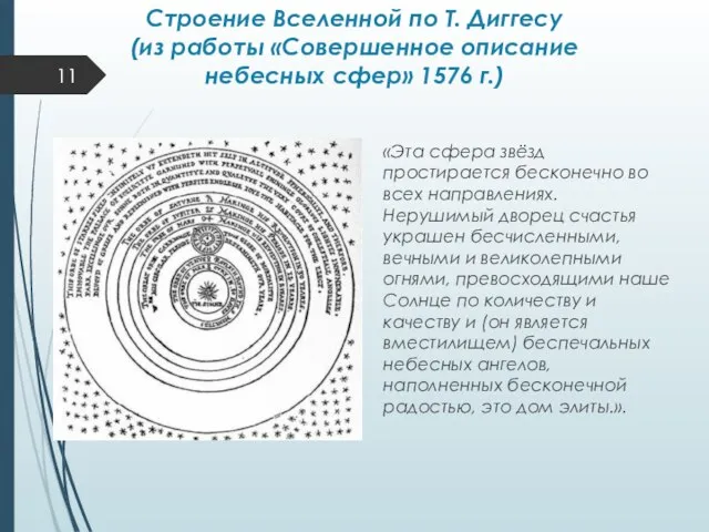 Строение Вселенной по Т. Диггесу (из работы «Совершенное описание небесных сфер»