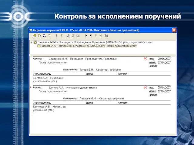 Контроль за исполнением поручений