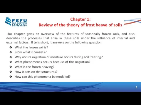 Chapter 1: Review of the theory of frost heave of soils