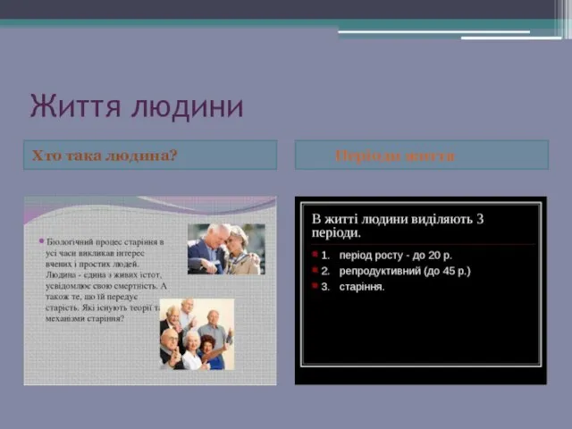 Життя людини Хто така людина? Періоди життя