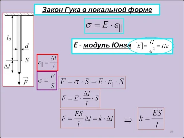 Закон Гука в локальной форме E - модуль Юнга