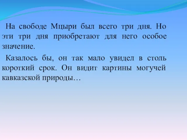 На свободе Мцыри был всего три дня. Но эти три дня