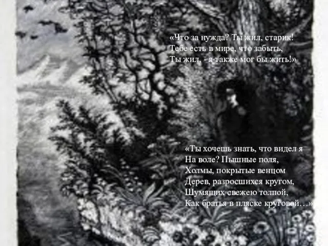 «Что за нужда? Ты жил, старик! Тебе есть в мире, что