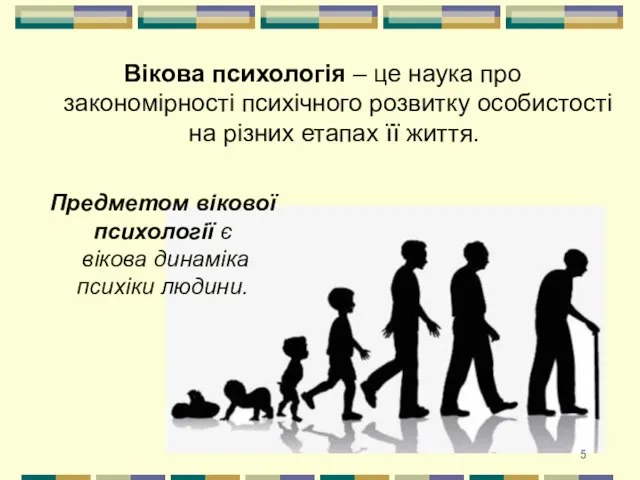 Вікова психологія – це наука про закономірності психічного розвитку особистості на