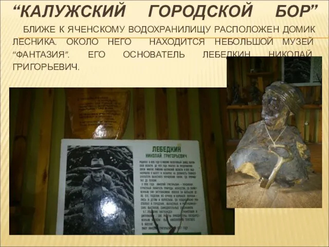 “КАЛУЖСКИЙ ГОРОДСКОЙ БОР” БЛИЖЕ К ЯЧЕНСКОМУ ВОДОХРАНИЛИЩУ РАСПОЛОЖЕН ДОМИК ЛЕСНИКА. ОКОЛО