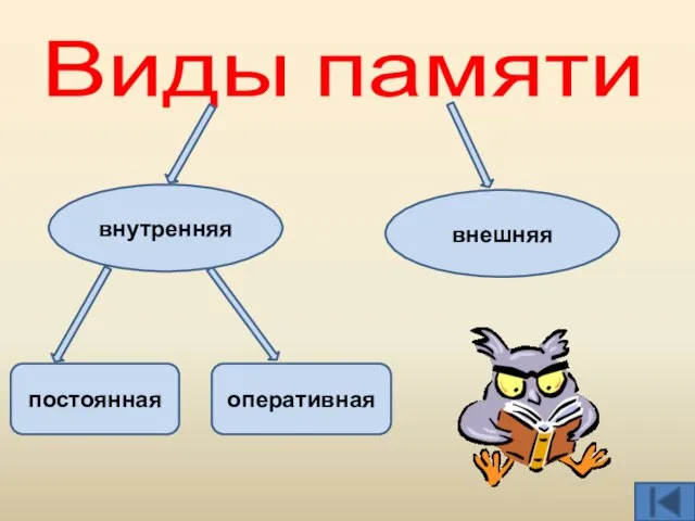 Виды памяти постоянная оперативная внутренняя внешняя