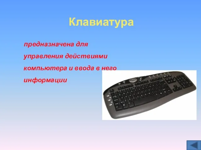 Клавиатура предназначена для управления действиями компьютера и ввода в него информации