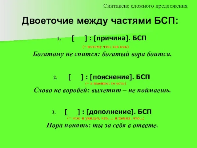 Двоеточие между частями БСП: [ ] : [причина]. БСП (= потому