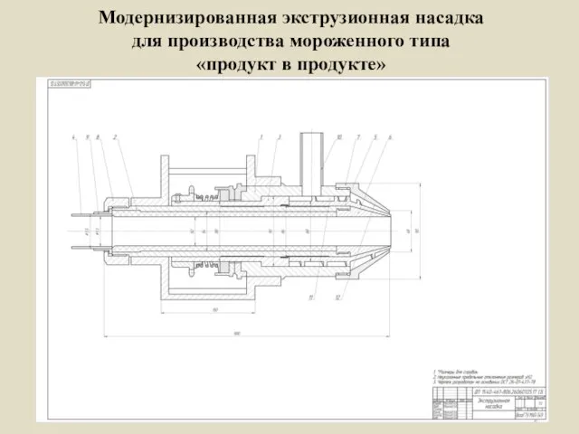 Модернизированная экструзионная насадка для производства мороженного типа «продукт в продукте»