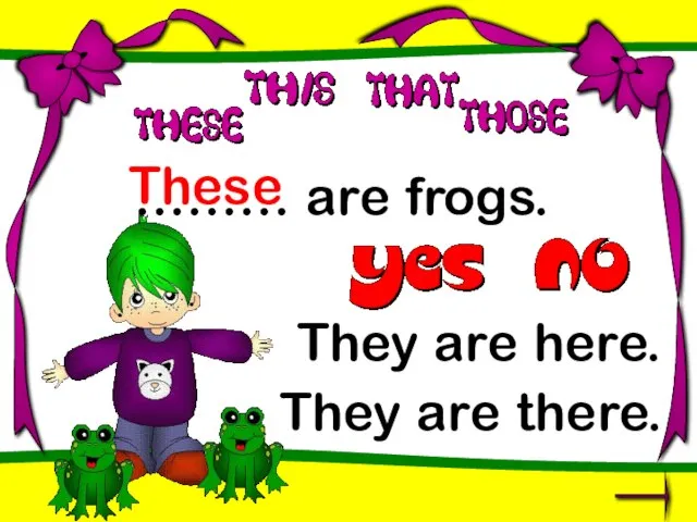 ……… are frogs. These They are here. They are there.