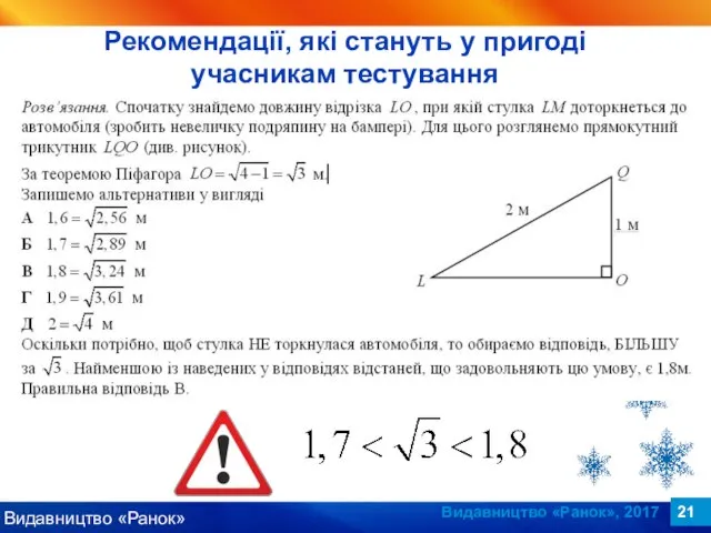 Видавництво «Ранок», 2017 Рекомендації, які стануть у пригоді учасникам тестування